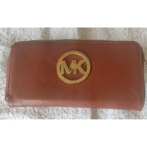 Michael Kors Pebbled‎ Leather Cognac Leather Multifunctional Wallet